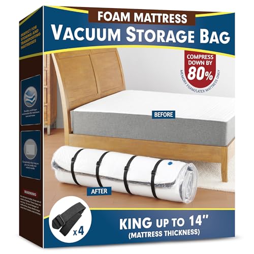 Vacuum Mattress Bag for Memory Foam and Latex - Sealed for Easy Movement, Transport and Storage (King/California King) - size: King/ Cal King