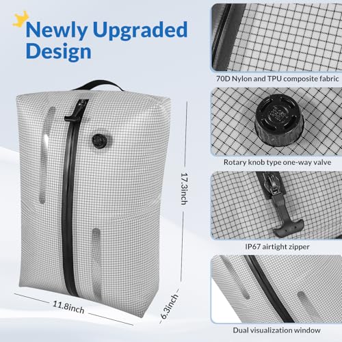 Reusable TPU Travel Vacuum Compression Bags - Waterproof Space Saver Bags for Luggage, Suitcase, Backpack, Storage Organizer (2 Pack, Grid) - color: White