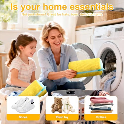 Shoe Washing Machine Bag – Reusable Laundry Shoe Bag for Sneakers, Running Shoes & White Shoes, Helps Protect Against Deformation, Scratches & Washer Damage (White) - color: White