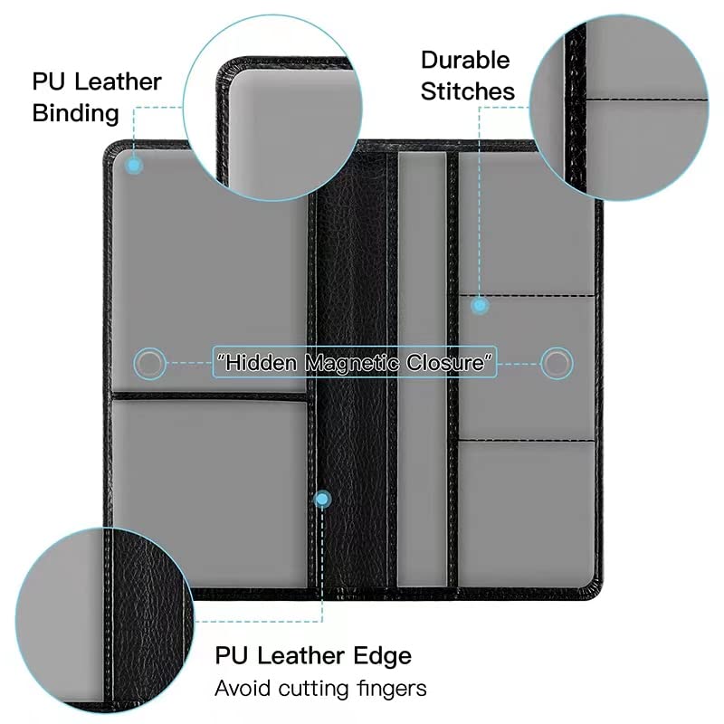 Valardoh Premium Car Registration and Insurance Card Holder, Car Document Holder for Cards, Driver License & other Essential Documents (Black) - color: Black