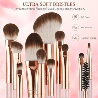 docolor Double Sided Makeup Brushes, 6Pcs Double Ended Eyeshadow Brush Set Professional Eye Makeup Brushes Set Foundation Eyeshadow Blending Eyebrow Travel Make Up Brushes Kits - color: Pink
