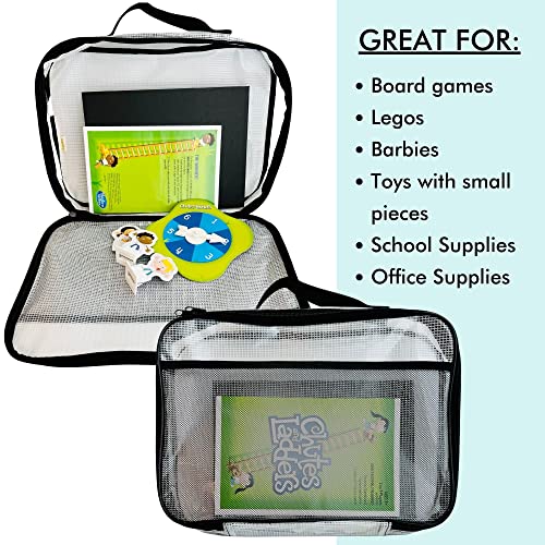4PC Large Mesh Storage Bag for Board Games, Puzzles, Toys, Supplies, Zippered Bags for Organization Compatible with Legos and Doll Storage (4pc Mesh Bags)