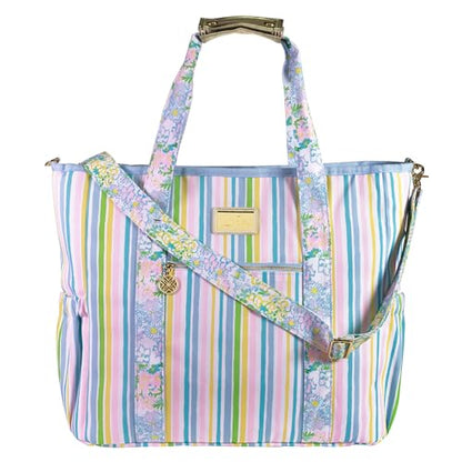 Lilly Pulitzer Beach and Picnic Cooler, Insulated Bag with Adjustable Shoulder Strap and Zipper, Soft Cooler - color: Lilly Garden Stripe