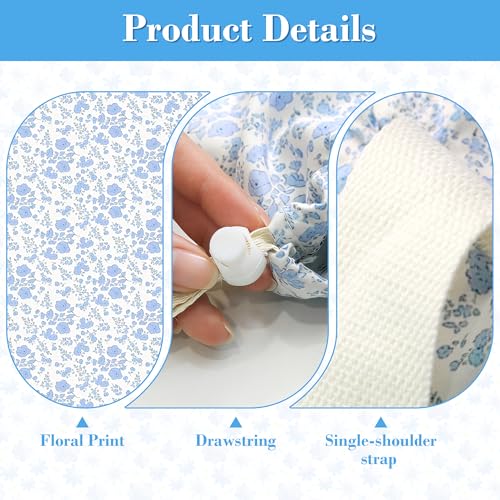 College Laundry Bag 29"×18", Waterproof Dirty Clothes Bag with Handles & Locking Drawstring, Large Capacity Floral Laundry Backpack for Dorm, Laundromat, Apartment, Travel & Camping (Blue)