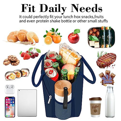 Coobiiya Lunch Bag for Men and Women - Navy Blue, Aluminum, 10.8" x 6.3" x 8.85" - Spacious, Lightweight, and Durable - color: Navy, size: A-regular