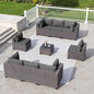 9 Pieces Outdoor Sectional Furniture All Weather PE Rattan Wicker Patio Conversation Set with Coffee Table and 8 Thickened Cushions,Grey - color: Grey, size: 9 Sofa Set
