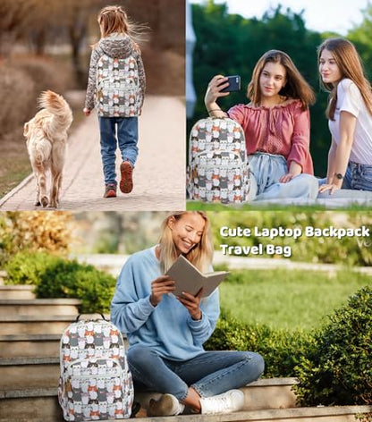 Leaper Cute Cat Printing Laptop Backpack Water-resistant College Backpack Bookbags Travel Bag Casual Bag Satchel Gary - color: Gary-cat, size: X-Large