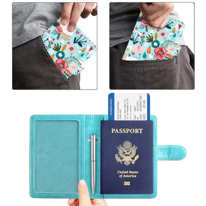 ACdream Unisex Faux Leather Passport and Vaccine Card Holder, RFID Blocking, Z-Flower, 20 x 3.5 x 2.5 in - color: Z - Flower