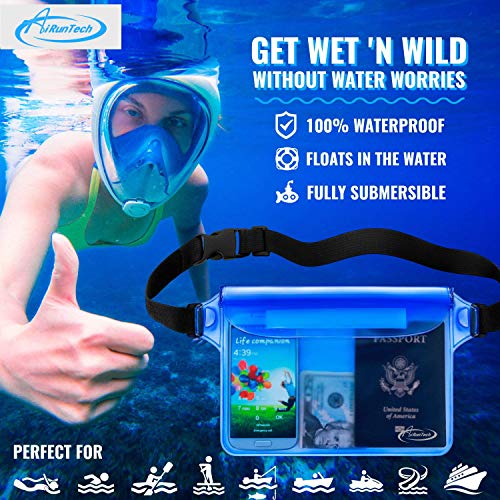 AiRunTech Clear Fanny Pack Waterproof,Beach Cruise Ship Essential Accessories Must Haves,Waterproof Pouch for Phone Passport Wallet Purse with Waist Strap - color: Clear + Blue