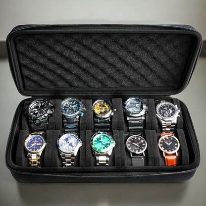 10 slots Watch travel case, hard watch storage organizer box with insert pockets, fit up to 55mm face watch - size: 10 INSERT