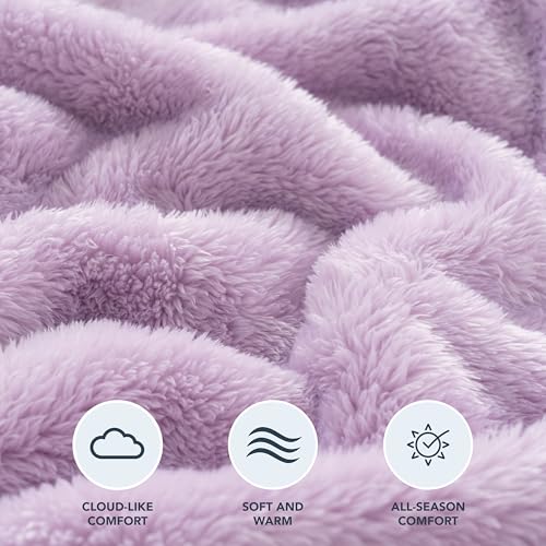 Berkshire Blanket Classic Extra-Fluffy™ Plush Throw Blanket, Soft Fuzzy Fluffy Long Hair Throw Blanket for Couch Sofa Bed, Pastel Lilac Purple, 50x60 Inches - color: Pastel Lilac, size: Throw/Throw XL