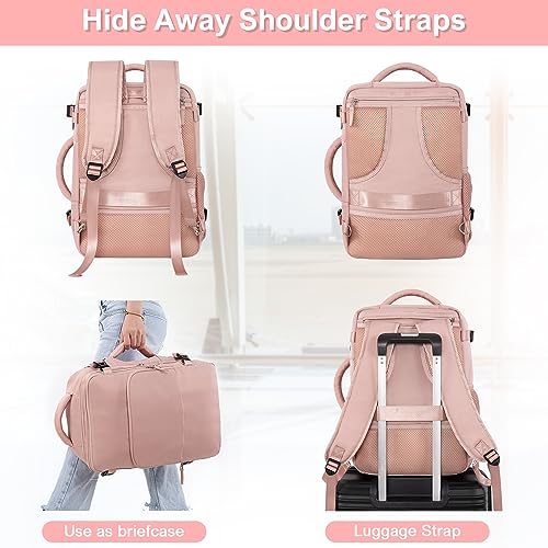 Sinaliy Travel Backpack, Carry on Flight approved Travel Bag with Multi-Pockets, Waterproof 17.3inch Laptop Backpack for Men Women, Pink - color: Pink, size: X-Large