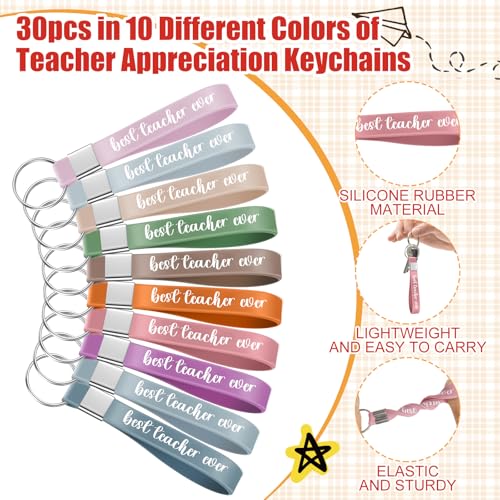 60pcs Teacher Appreciation Gifts Set，Teacher Survival Kit Canvas Makeup Bags for Women, Silicone Keychain Pouch Cosmetic Bag Travel Toiletry Bag for Thank You Gift - style: Teacher 60pcs