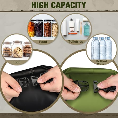 Foilswirl 2 Sets Bear Food Bag for Camping Ultralight Food Bag Hanging System Includes 2 Pcs 10 L Waterproof Bear Bag Pulley System and 4 Pcs Nylon Ropes 4 Pcs Clips 2 Pcs Rock Pouch - color: Black, Green, size: 20l
