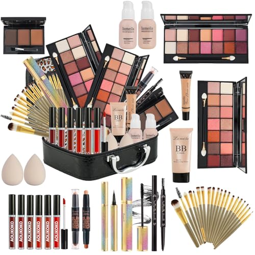 All in One Makeup Kit for Women Full Kit,Makeup Set for Women, Includes Eyeshadow Palette/Foundation/lip gloss/Eyeliner/Mascara/makeup Brush,Makeup Gift Set for Christmas & Birthday&Holiday&Everyday. - color: Set1