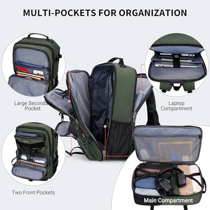 WITZMAN Carry On Travel Backpack for Men Large Convertible 45L Fit 17 Inch Laptop Backpack 3 in 1 Bag for Airline Approved(B688 Light Green) - color: Light Green