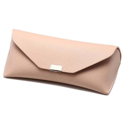 Portable Leather Glasses Case Anti-pressure Glasses Bag Coin Purse Storage Bag Suitable for Men and Women - color: Square Buckle Pink