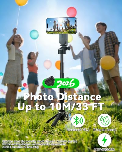 CloudValley Magnetic Selfie Stick & Mini Tripod, 360° Rotation Extendable Handheld Stabilizer/Camera Grip with Remote, 5 in 1 Portable Phone Stand for iPhone/Android, Travel Vlog, Live Stream, Black - color: Black