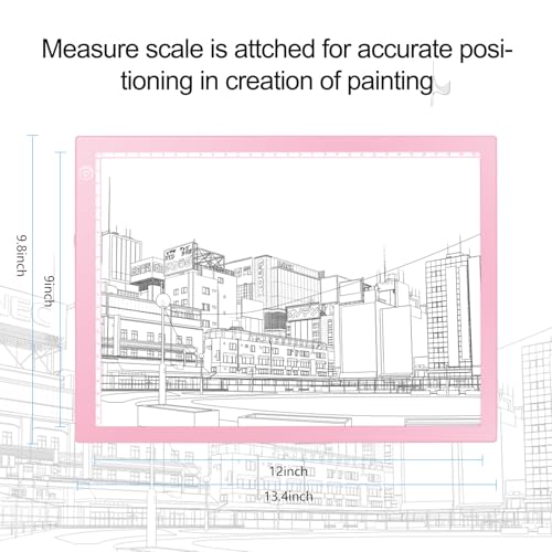 LitEnergy Rechargeable Light Tablet Battery Powered Light Box, Ultra-Thin Adjustable Artcraft LED Board Light Pad for Drawing, Diamond Art Painting, Tracing, Sketching, Animation, Stenciling (Pink) - color: PINK, size: 04 - 10x15inch rechargeable