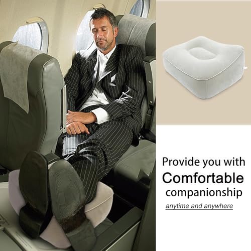 Inflatable Foot Rest, Carseat Inflatable Foot Rest Pillow, Airplanes Inflatable Foot Rest Cars, Travel Footrest Pillow for Home Office,Trains (Grey 2 Count), 14.5" L×11.8" W×7.9”H