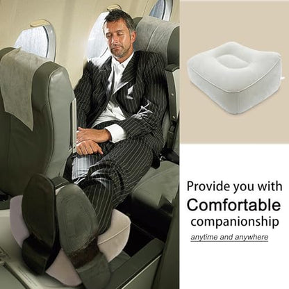 Inflatable Foot Rest, Carseat Inflatable Foot Rest Pillow, Airplanes Inflatable Foot Rest Cars, Travel Footrest Pillow for Home Office,Trains (Grey 2 Count), 14.5" L×11.8" W×7.9”H