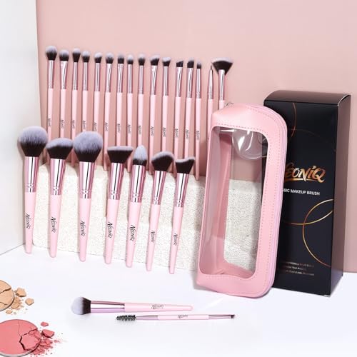 25PCS Makeup Brushes Set with Travel Case, Professional Makeup Brush Kit for Foundation, Concealer, Powder, Eyeshadow & Blush, Essential Cosmetic Tools, Portable Travel Gift Set (Pink) - color: 25 PCS-Pink