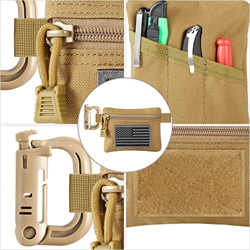 FRTKK 2 Pack Tactical Compact EDC Pouches Military Molle Utility Pouch Accessories Organizer Pouch Coin Purse Keychain Pocket Credit Card Holder Waist Pack - color: Tan 3