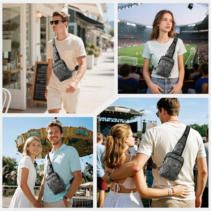 VADOO Sling Bag, Crossbody Bag with Zipper Lock, RFID Blocking & Water Resistant for Men and Women - color: Camouflage Grey