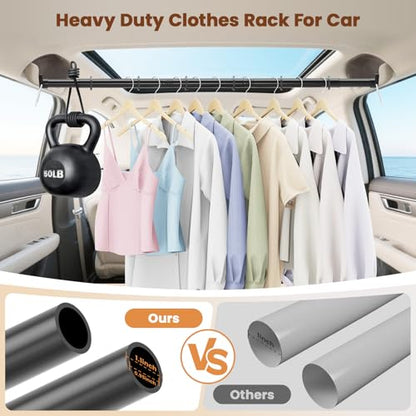Car Hanging Accessories,Travel Hangers,Telescopic Adjustable 30-63 Inches for Compact & midsize Cars,Automotive,SUVs,Trucks,Black