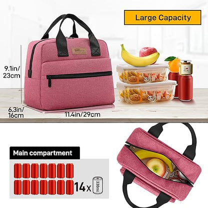 HOMESPON Insulated Lunch Bag for Women Men Lunch Box Cooler Lunch Tote for Work Picnic (Rose) - color: Rose