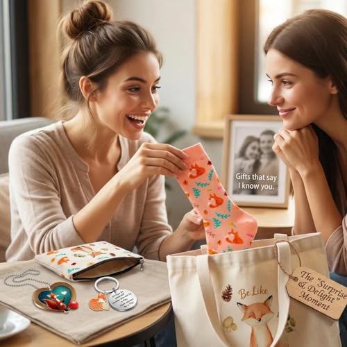 Fox Gifts for Women - 6pcs Fox Gift Set with Soft Comfort Socks | Animal Theme Gift For Daughter,Mom,Friends, Sister, Wife