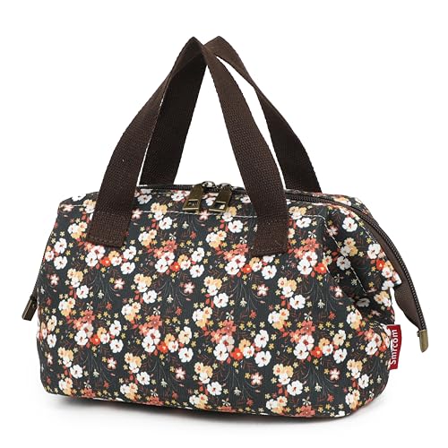 Makeup Bag Cosmetic Bag For Women Girl Travel Makeup Bag Toilet Bag Zipper Organizer Bag Waterproof - color: Corduroy Floral black