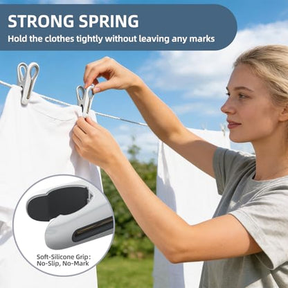 Plastic ClothesPins Heavy Duty Out door 36 Pack with Storage Box, 2.5-Inch Chip Clips with Non-Slip No-Trace Design for Laundry, Drying Clothes,Towels, Crafts, Picture, Food Clips, Home Use and Travel