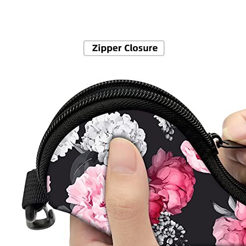 Sunglasses Soft Case with Carabiner Ultra Light Neoprene Zipper Glasses Case - color: Black Flower