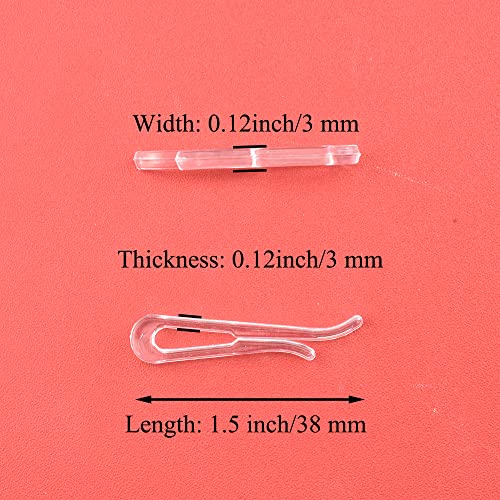 HAHIYO 1.5inch/38mm 200Pcs Clear Plastic U Shape Alligator Clip, Clothespin Fabric Clip Garment Shirt Folding Clip Toothless for Sewing Room Folding Sock Tie Pant Securing Fabric to Comic Book Board - size: Clear - 1.5 inches - 200 Count - Toothless