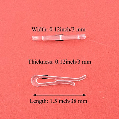HAHIYO 1.5inch/38mm 200Pcs Clear Plastic U Shape Alligator Clip, Clothespin Fabric Clip Garment Shirt Folding Clip Toothless for Sewing Room Folding Sock Tie Pant Securing Fabric to Comic Book Board - size: Clear - 1.5 inches - 200 Count - Toothless