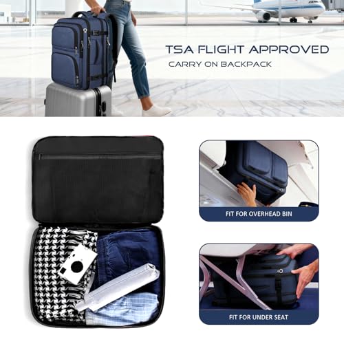 Travel Backpack, Extra Large Carry on Backpack, TSA 18.4 inch Laptop Bags Flight Approved, Lightweight Waterproof Business Luggage Bag, Gifts for Women, Blue - color: Blue, size: XX-Large