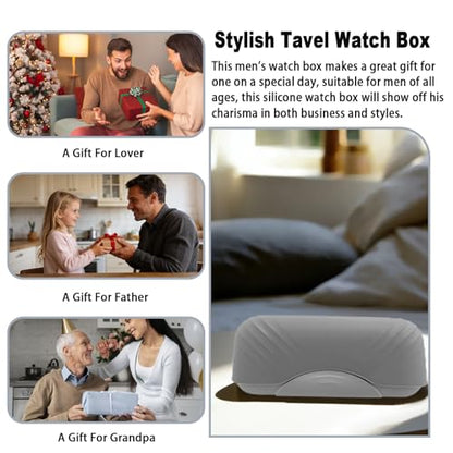 2 Slot Watch Travel Case for Men, Portable Silicone Watch Storage Box and Organizer with Removable Pillows, Fit for Wristwatches and Smart Watches up to 50mm, Anti-scratches and Protection