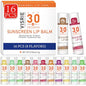 VISRIE SPF 30 Lip Sunscreen, SPF Lip Balm Travel Size 16 Pack, Hydrating Lip Balm Bulk with Vitamin E and Coconut Oil- 8 Flavors - color: 16 Count