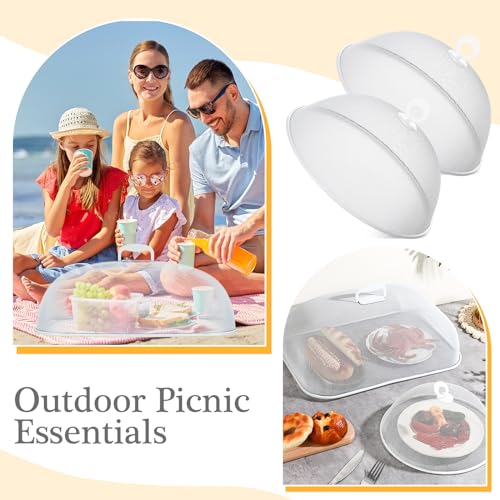 Hicarer 8 Pcs Metal Mesh Screen Food Cover for Outdoors Set Including Extra Large 18.5 in Mesh Food Tents and 11 in Large Dome Picnic Covers to Keep Bugs Away (White) - color: White