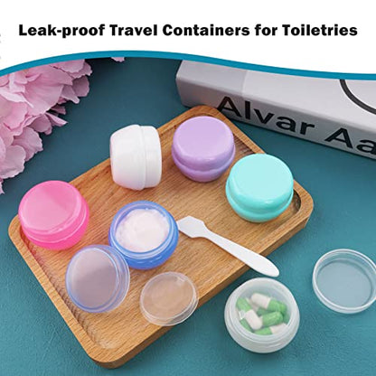 Cosywell Small Plastic Travel Jars for Creams - TSA Approved Refillable Cosmetic Containers - Leak-proof Travel Size Containers with Lid for Lotion, Makeup, Cosmetics - 6 Pieces - style: C-6 Pieces