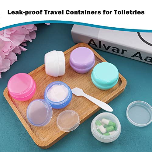 Cosywell Small Plastic Travel Jars for Creams - TSA Approved Refillable Cosmetic Containers - Leak-proof Travel Size Containers with Lid for Lotion, Makeup, Cosmetics - 6 Pieces - style: C-6 Pieces