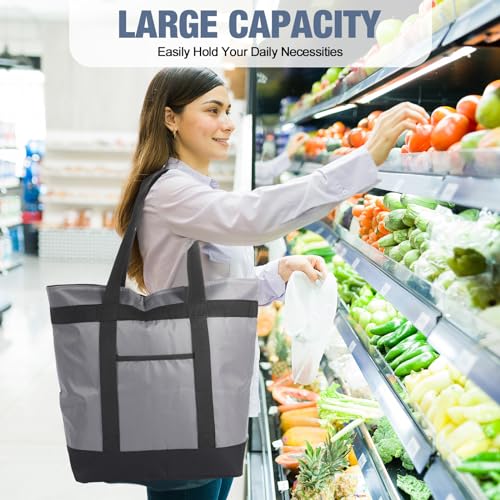 Pickmesh Large Insulated Cooler Bag with Thermal Foam Insulated Grocery Bags for Shopping Food Delivery