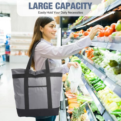 Pickmesh Large Insulated Cooler Bag with Thermal Foam Insulated Grocery Bags for Shopping Food Delivery