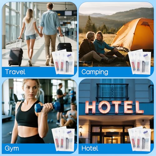 Travel Toiletries Supplies Kits Disposable Toiletry Amenities Set in Bulk, Hygiene Trial Size Personal Essentials Individually Wrapped 5-in-1 (20-Pack)