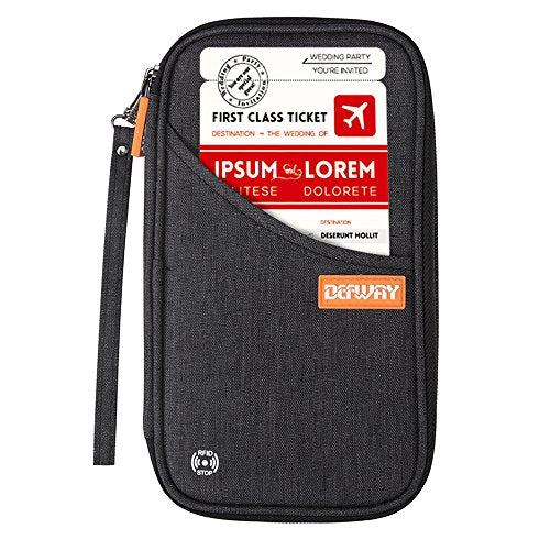 defway Passport Holder Travel Wallet - Family Passport Holder of 4, RFID Blocking Passport Wallet for Men Women, Travel Essentials for Flying, BLACK - color: Black