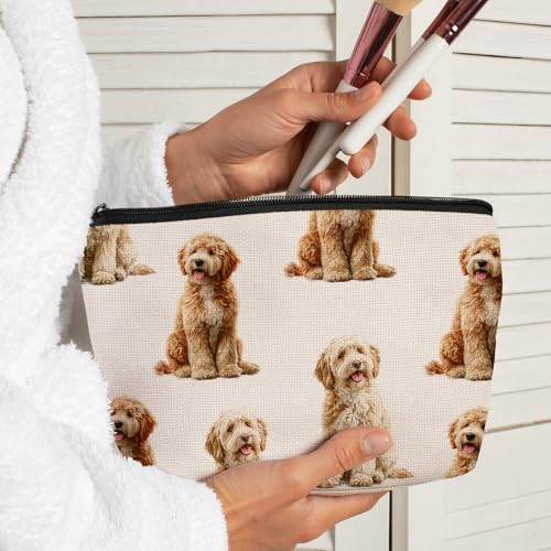 Labradoodle Dog Makeup Bag, Labradoodle Lovers Gifts Cosmetic Bag for Women, Dog Mom Lovers Owner Gifts for Women Christmas, Pet Lover Gift Zipper Travel Makeup Pouch for Purse - color: labradoodle