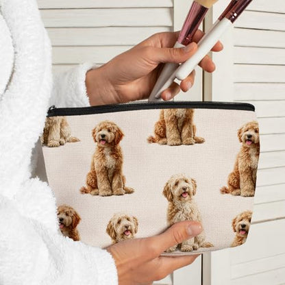 Labradoodle Dog Makeup Bag, Labradoodle Lovers Gifts Cosmetic Bag for Women, Dog Mom Lovers Owner Gifts for Women Christmas, Pet Lover Gift Zipper Travel Makeup Pouch for Purse - color: labradoodle