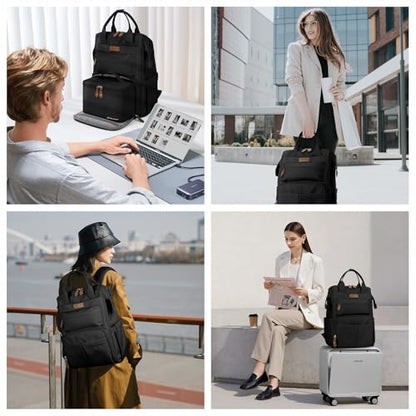 Maelstrom Travel Backpack for Women Men,Laptop Backpack Fits 15.6-17.3 Inch Laptop, Nurse/Work Bag with Insulated Lunch Box (Black) - color: Black