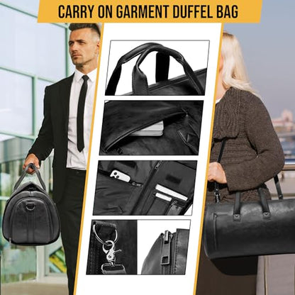 Convertible Garment Bag, Carry on Garment Duffel Bag with Shoulder Strap, Men's Women's Travel Clothing Bag with Shoe Compartment, 2-in-1 Hanging Suitcase Suit Business Travel Bag (Black) - color: Black